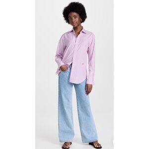 Rag & Bone Women Light Pink Striped Button Down Shirt